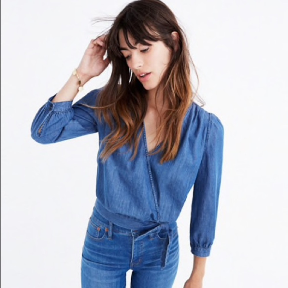 Madewell Denim wrap top